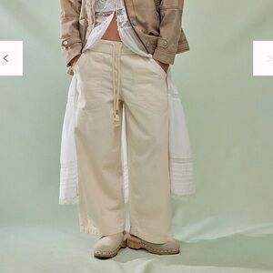 We The Free Cream Wide Leg Jeans